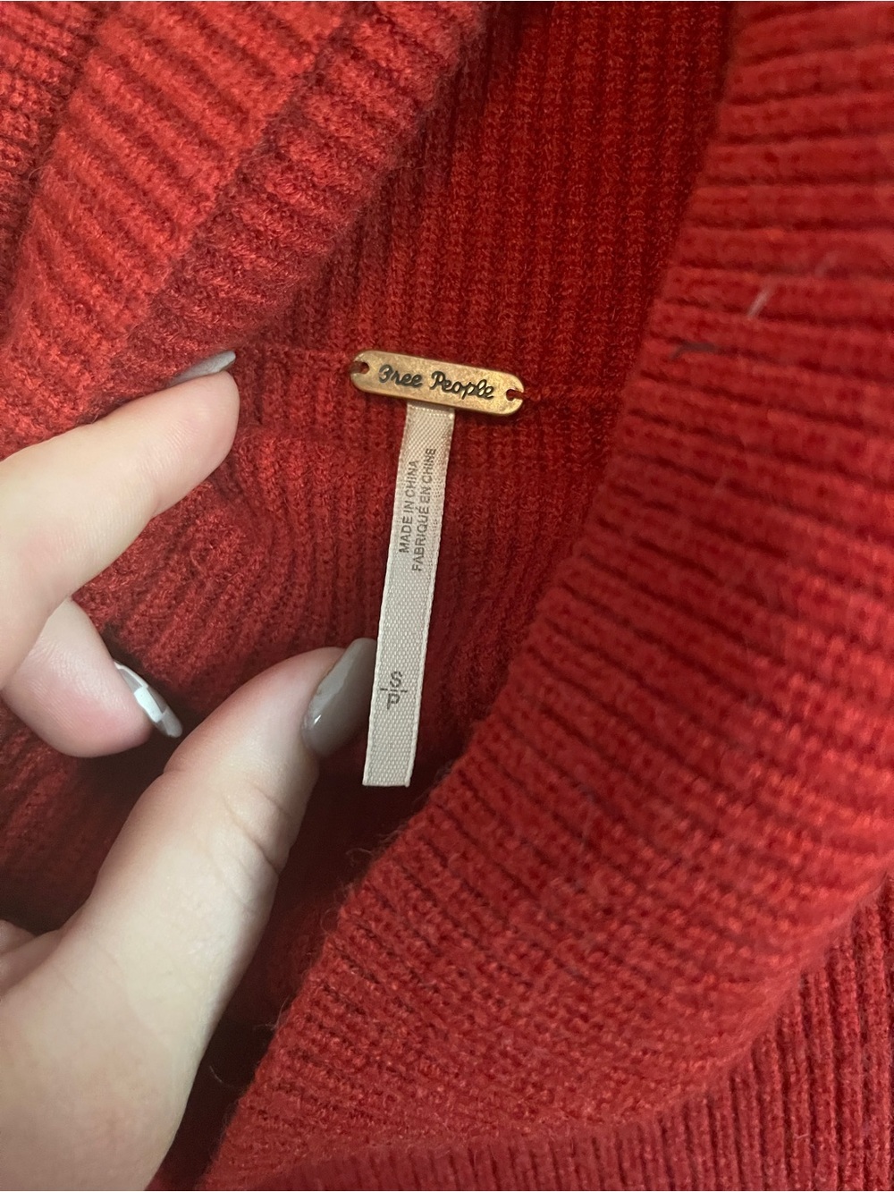Free People Ribbed Red Turtleneck Sweater - Picture 2 of 7